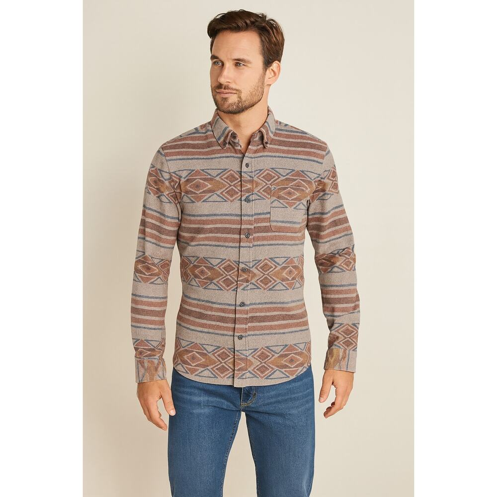 Eddie Bauer Men’s Southwestern Aztec Flannel Shirt Rust Gray Size Medium